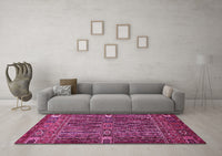 Machine Washable Abstract Pink Modern Rug, wshabs527pnk