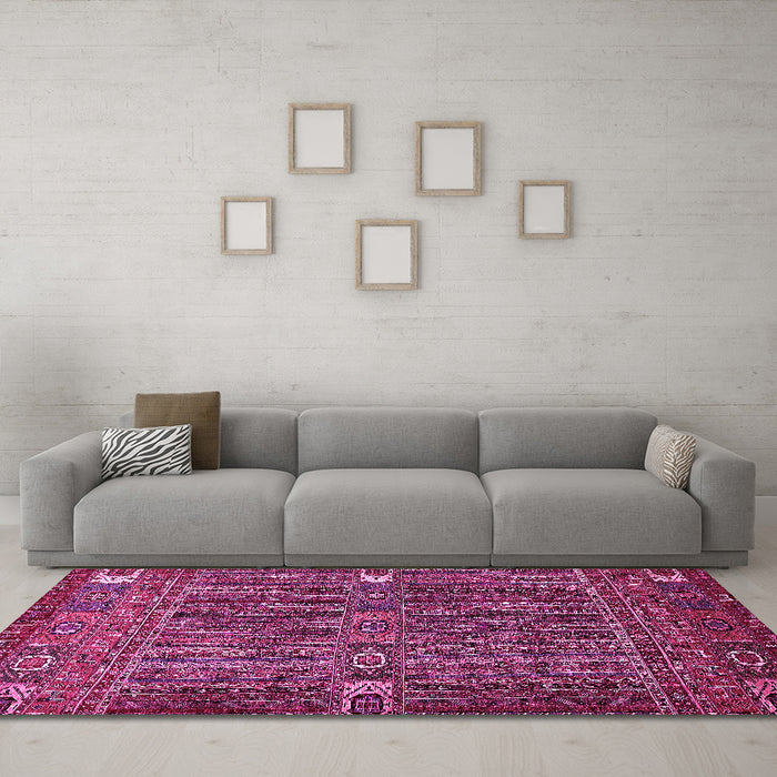 Machine Washable Abstract Pink Modern Rug in a Living Room, wshabs527pnk