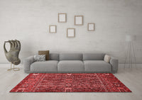 Machine Washable Abstract Red Modern Rug, wshabs527red