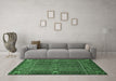 Machine Washable Abstract Emerald Green Modern Area Rugs in a Living Room,, wshabs527emgrn