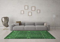 Machine Washable Abstract Emerald Green Modern Rug, wshabs527emgrn