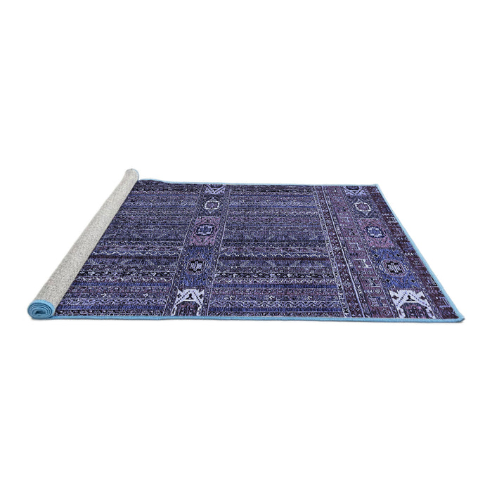 Sideview of Machine Washable Abstract Blue Modern Rug, wshabs527blu