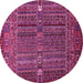 Round Abstract Pink Modern Rug, abs527pnk