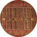 Round Abstract Orange Modern Rug, abs527org