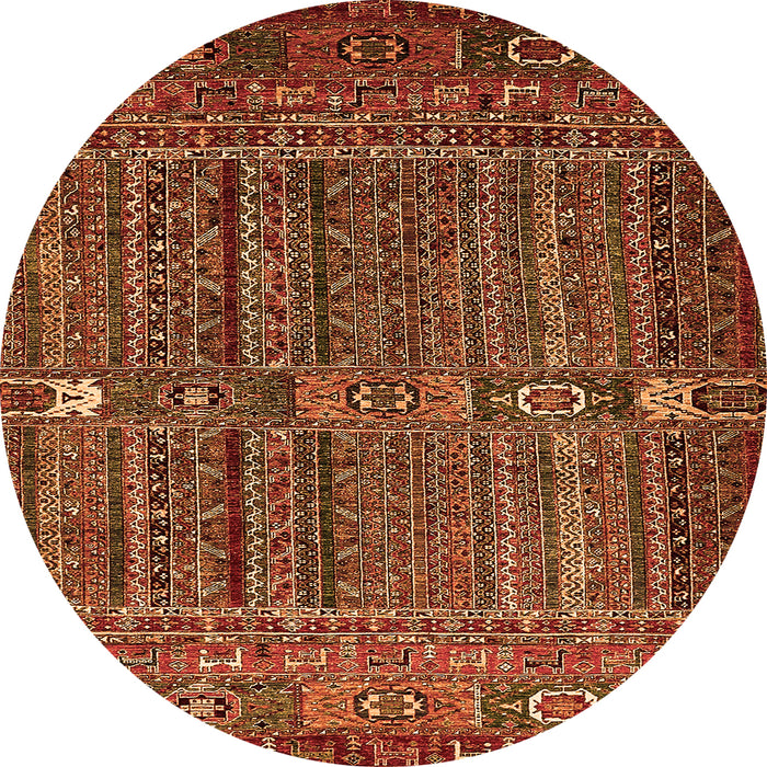 Round Machine Washable Abstract Orange Modern Area Rugs, wshabs527org