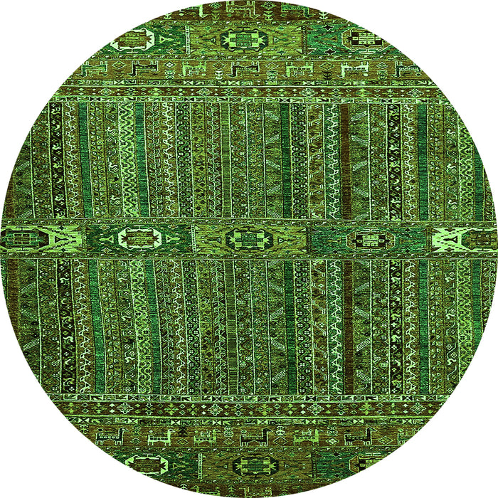 Round Abstract Green Modern Rug, abs527grn