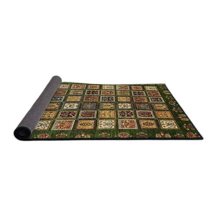 Sideview of Abstract Copper Green Modern Rug, abs528