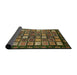 Sideview of Abstract Copper Green Modern Rug, abs528