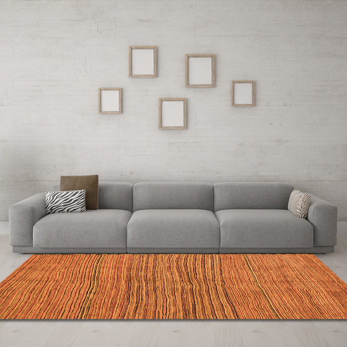Machine Washable Oriental Orange Modern Area Rugs in a Living Room, wshabs5280org