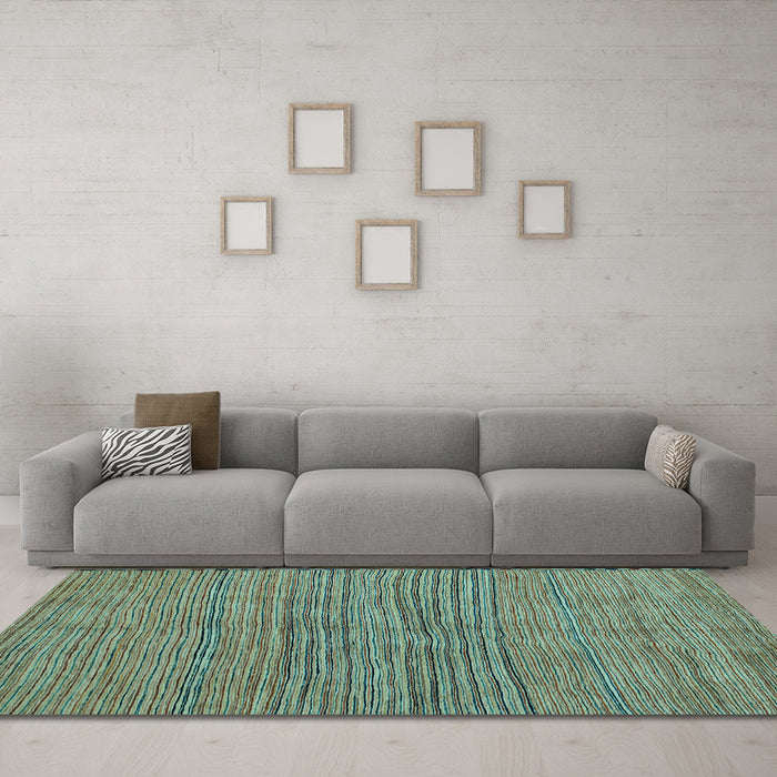 Machine Washable Oriental Light Blue Modern Rug in a Living Room, wshabs5280lblu