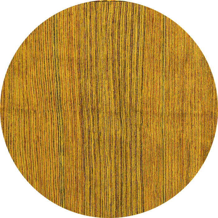 Round Machine Washable Oriental Yellow Modern Rug, wshabs5280yw
