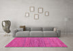 Machine Washable Oriental Pink Modern Rug in a Living Room, wshabs5280pnk