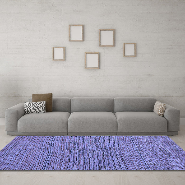 Machine Washable Oriental Blue Modern Rug in a Living Room, wshabs5280blu