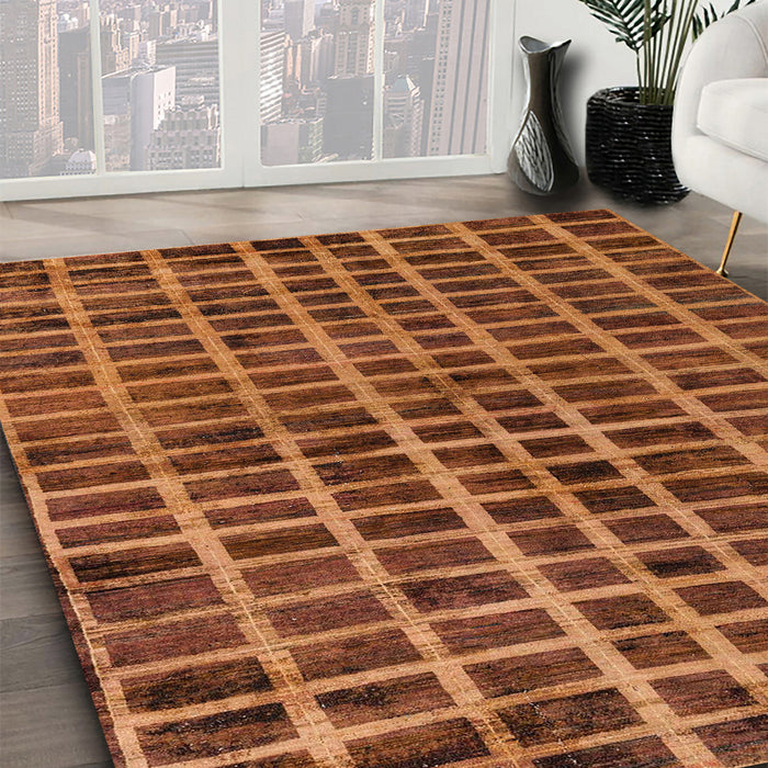 Machine Washable Abstract Saffron Red Rug in a Family Room, wshabs5281