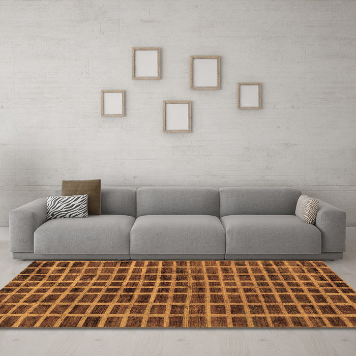 Machine Washable Oriental Brown Modern Rug in a Living Room,, wshabs5281brn
