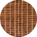 Round Abstract Saffron Red Oriental Rug, abs5281