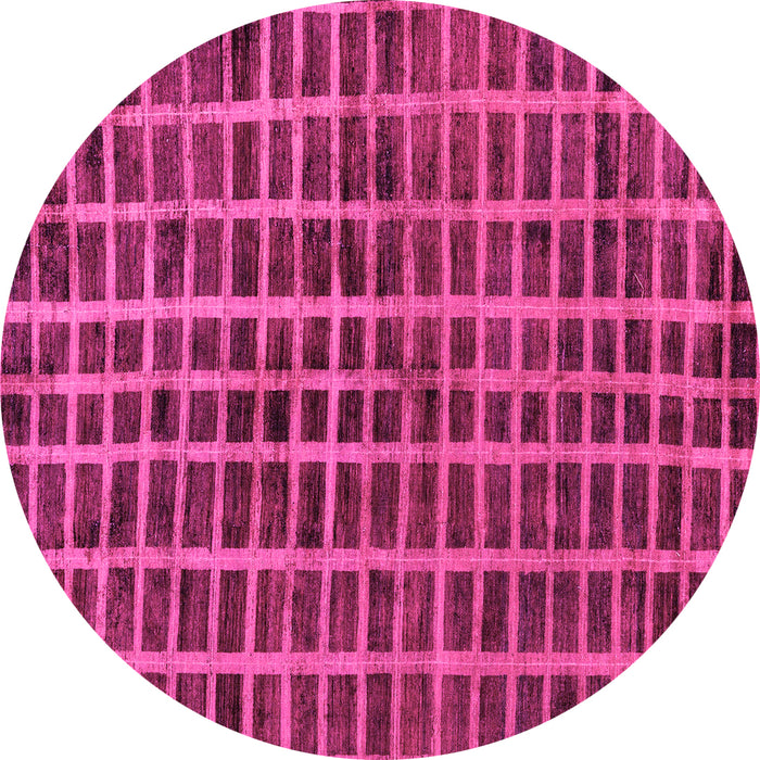 Round Machine Washable Oriental Pink Modern Rug, wshabs5281pnk