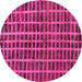 Round Machine Washable Oriental Pink Modern Rug, wshabs5281pnk