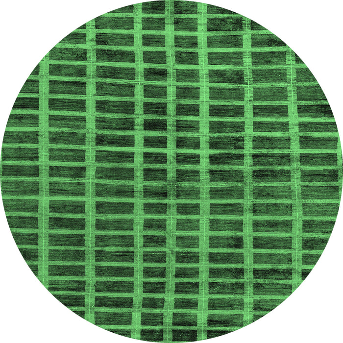 Round Machine Washable Oriental Emerald Green Modern Area Rugs, wshabs5281emgrn