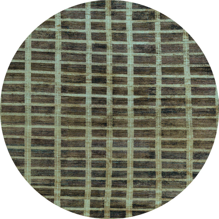 Round Machine Washable Oriental Light Blue Modern Rug, wshabs5281lblu