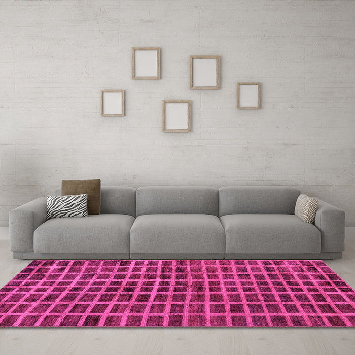 Machine Washable Oriental Pink Modern Rug in a Living Room, wshabs5281pnk