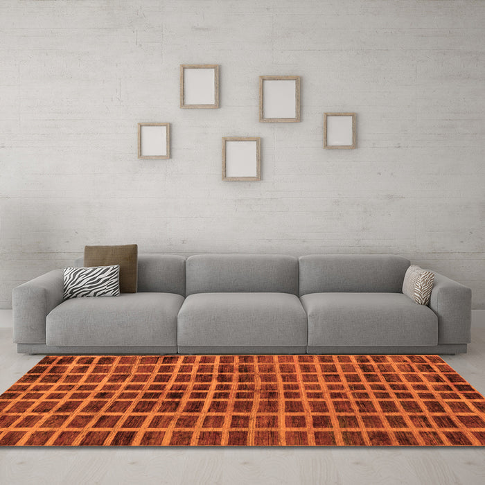 Machine Washable Oriental Orange Modern Area Rugs in a Living Room, wshabs5281org