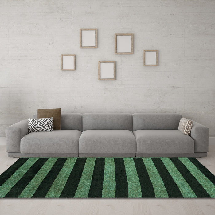 Machine Washable Abstract Turquoise Modern Area Rugs in a Living Room,, wshabs5282turq