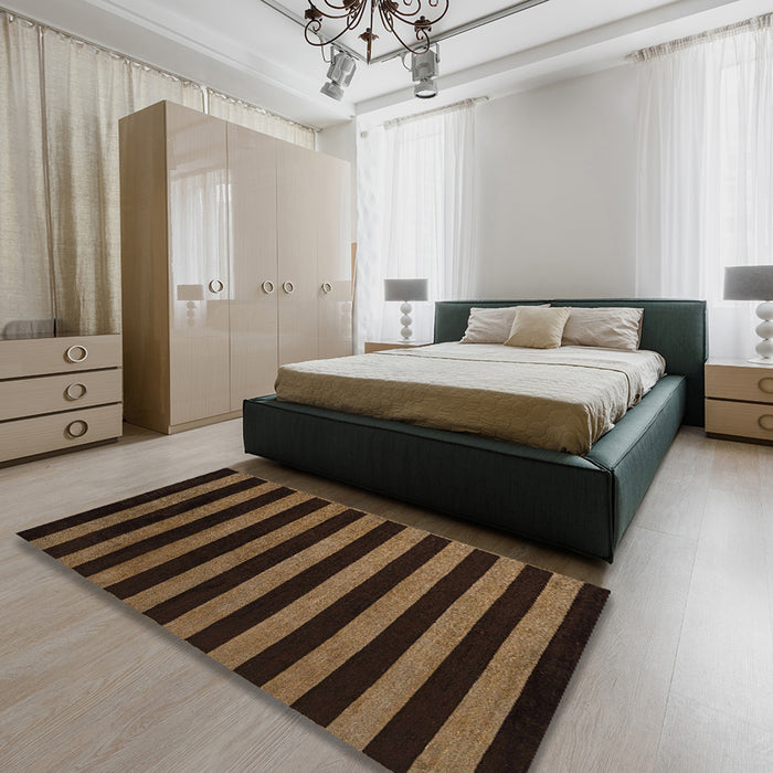 Abstract Light Brown Modern Rug in a Bedroom, abs5282