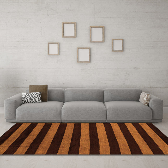 Machine Washable Abstract Orange Modern Area Rugs in a Living Room, wshabs5282org