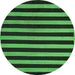 Round Machine Washable Abstract Emerald Green Modern Area Rugs, wshabs5283emgrn