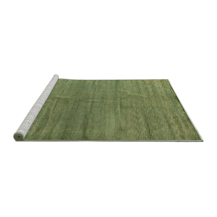 Sideview of Machine Washable Abstract Green Rug, wshabs5284