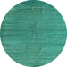 Round Oriental Light Blue Modern Rug, abs5284lblu