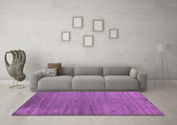 Machine Washable Oriental Purple Modern Area Rugs in a Living Room, wshabs5284pur