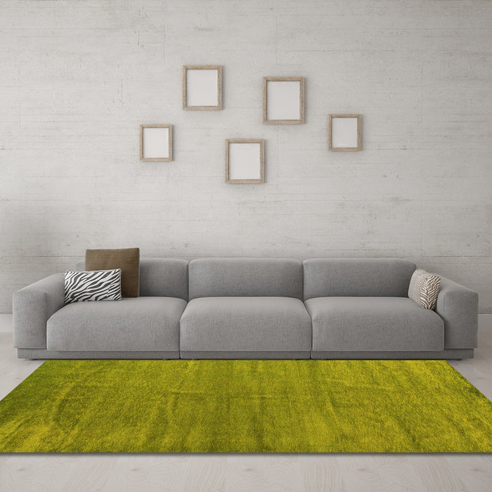 Machine Washable Oriental Yellow Modern Rug in a Living Room, wshabs5284yw