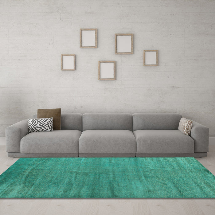 Machine Washable Oriental Light Blue Modern Rug in a Living Room, wshabs5284lblu