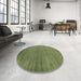 Round Machine Washable Abstract Green Rug in a Office, wshabs5284