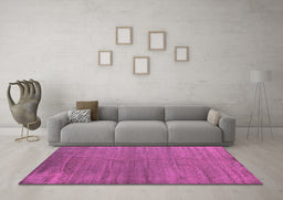 Machine Washable Oriental Pink Modern Rug in a Living Room, wshabs5284pnk