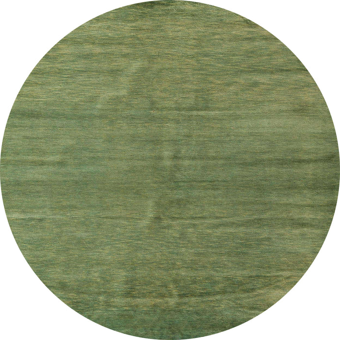 Round Machine Washable Abstract Green Rug, wshabs5284