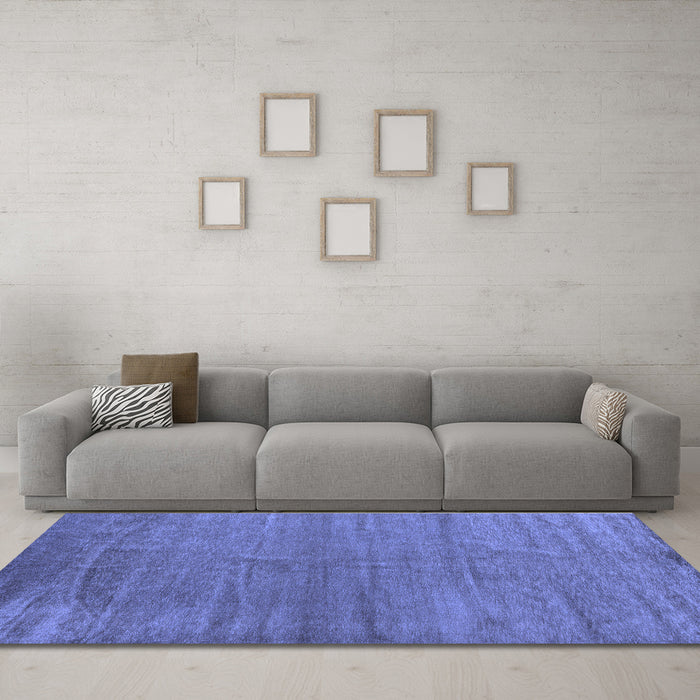 Machine Washable Oriental Blue Modern Rug in a Living Room, wshabs5284blu