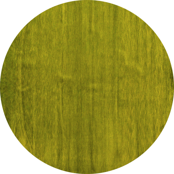 Round Machine Washable Oriental Yellow Modern Rug, wshabs5284yw