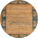 Round Abstract Gold Oriental Rug, abs5285