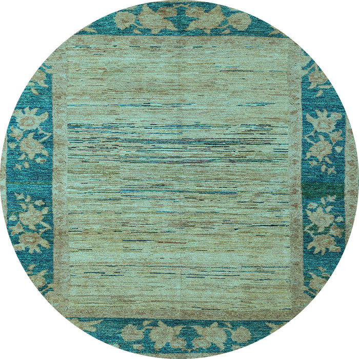Round Oriental Light Blue Modern Rug, abs5285lblu