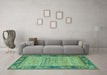 Machine Washable Oriental Turquoise Modern Area Rugs in a Living Room,, wshabs5285turq