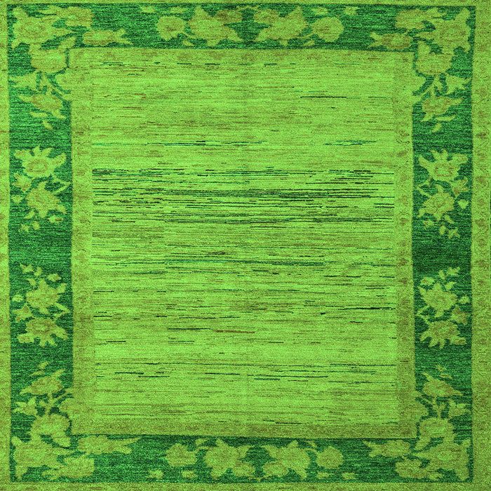 Square Machine Washable Oriental Green Modern Area Rugs, wshabs5285grn