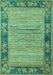 Machine Washable Oriental Turquoise Modern Area Rugs, wshabs5285turq