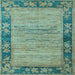 Square Oriental Light Blue Modern Rug, abs5285lblu