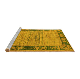 Sideview of Machine Washable Oriental Yellow Modern Rug, wshabs5285yw