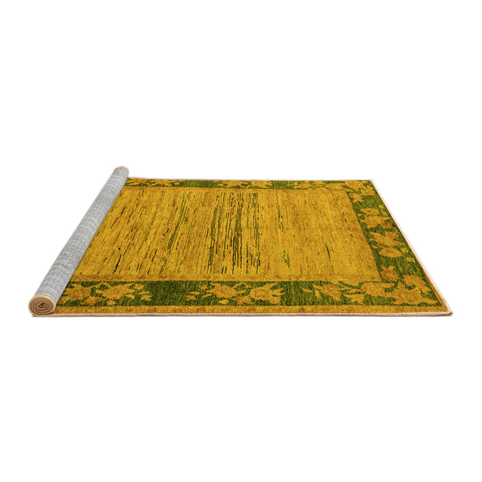 Sideview of Machine Washable Oriental Yellow Modern Rug, wshabs5285yw