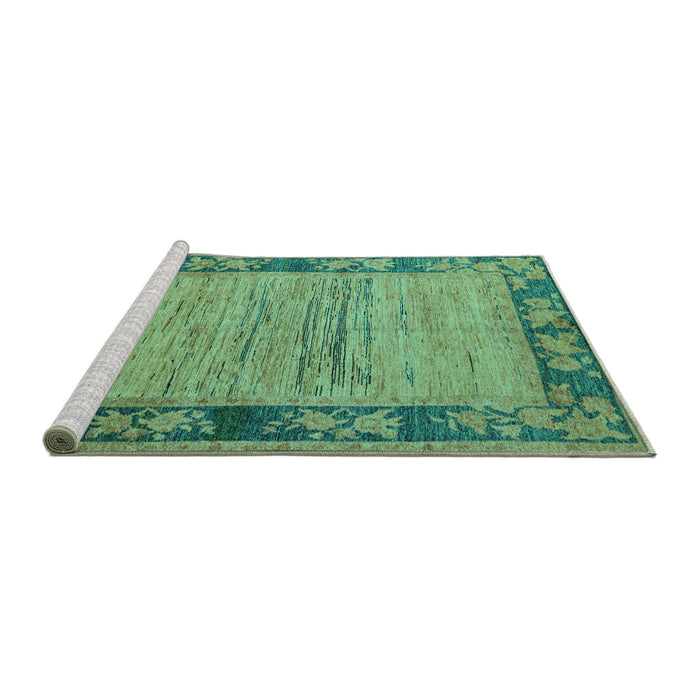Sideview of Machine Washable Oriental Turquoise Modern Area Rugs, wshabs5285turq