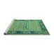 Sideview of Machine Washable Oriental Turquoise Modern Area Rugs, wshabs5285turq